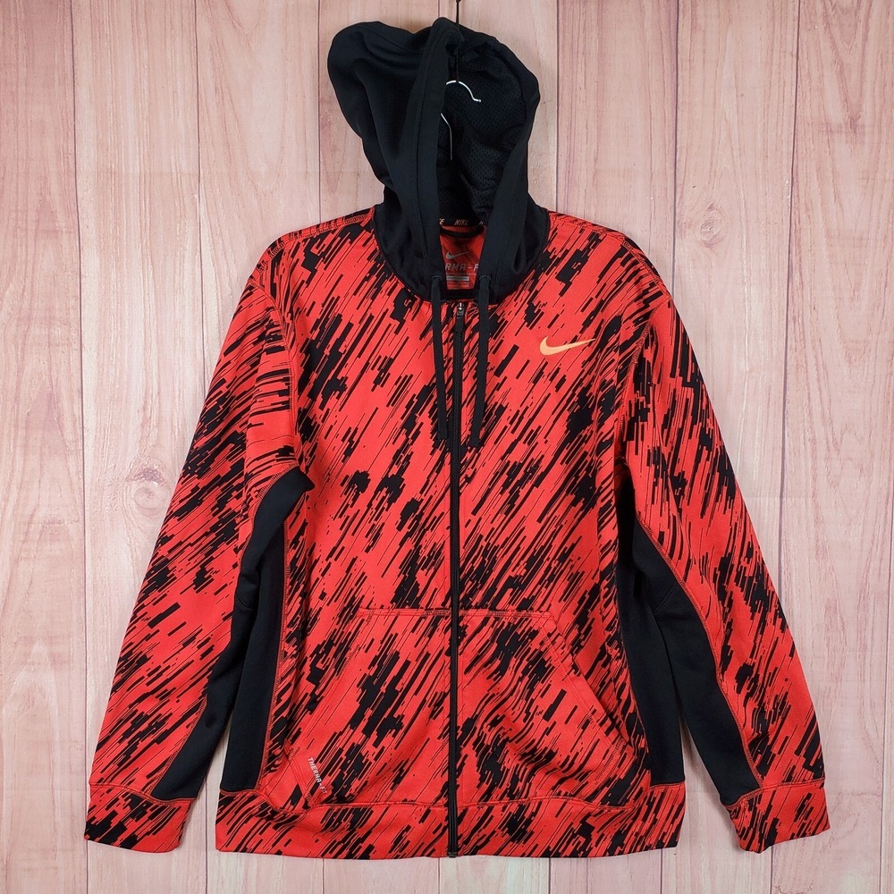 Nike Therma‎ Fit Sweatshirt Mens Sz L Full Zip Fleece Logo Pullover Drawstring